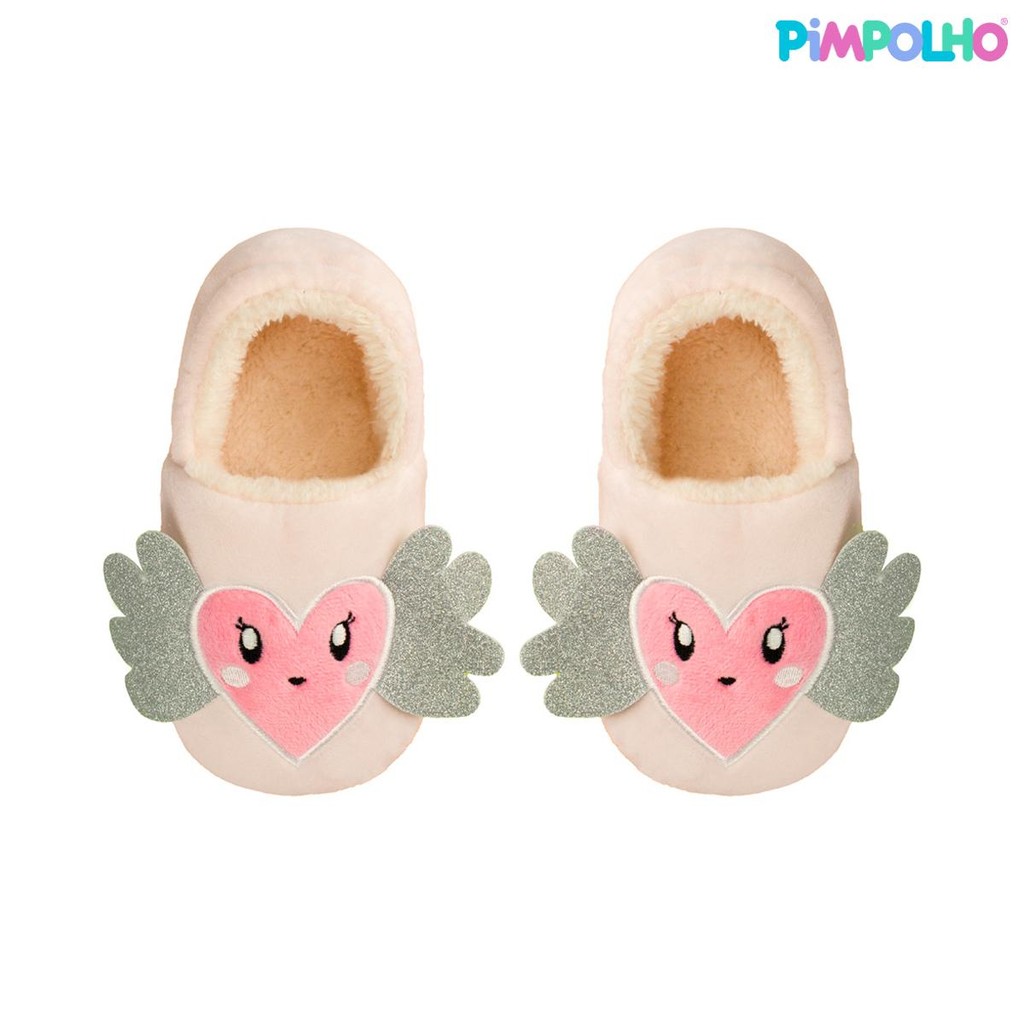 Pantufa Infantil Antiderrapante Pelúcia Coração Pimpolho em Oferta na Shopee