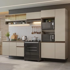 Armário de Cozinha Completa 300 cm Suspenso Crema Nice Madesa 07