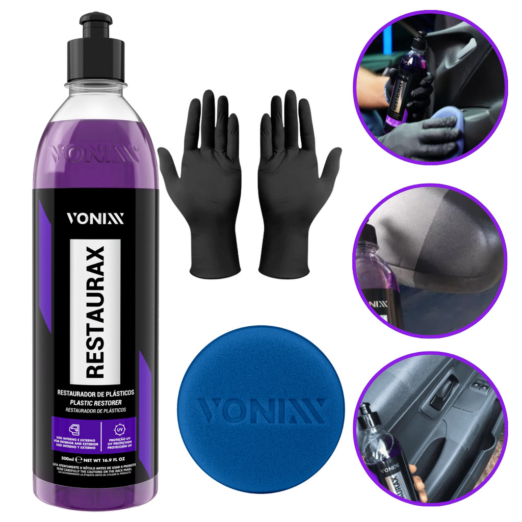 Restaurax Restaurador Plásticos Automotivo Kit Vonixx + Luva em Oferta na Shopee