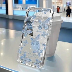 Capinha Capa transparente Anti-impacto Borboleta Desenho para Redmi POCO F3 F5 X4 11 12 Note 12 Pro 5G 12S 4G 13 k70e