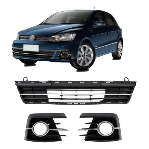 Kit Grade Parachoque Dianteiro Gol Voyage G7 2016 2017 2018 Cromado Com Furo
