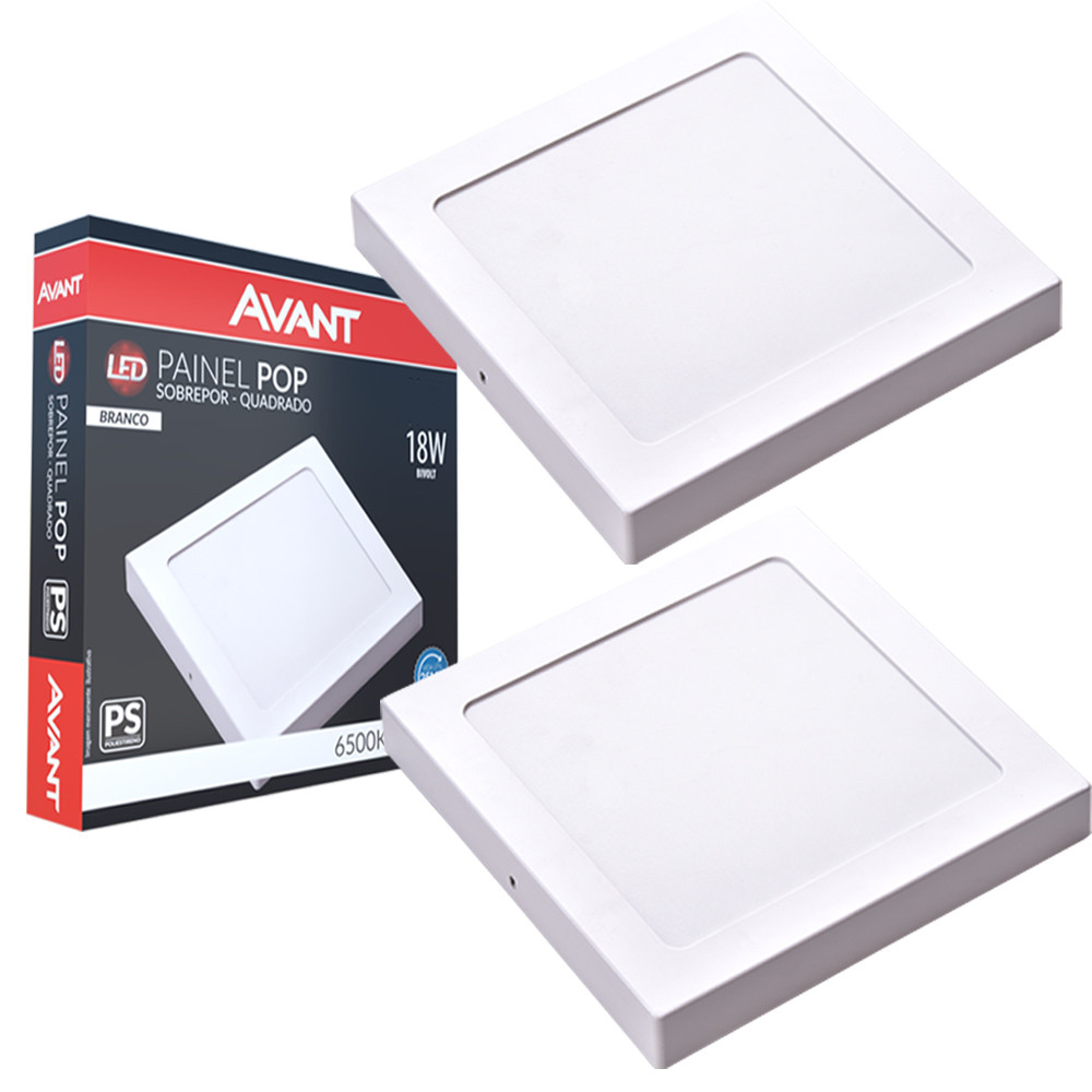 Kit 2 Luminaria de Teto Painel Plafon 18w Sobrepor Branco Frio 6500K Bivolt Avant em Oferta na Shopee