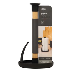 Suporte Porta Papel Toalha De Mesa Cozinha Bambu Madeira Rolo Bancada Organizador Prático Resistente Base Antiderrapante