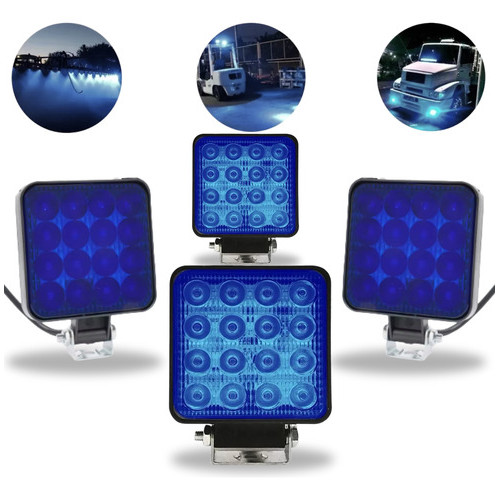Kit 4 Farol 16 Leds Azul 48w Pulverizador Caminhão Off Road Empilhadeira, Carreta, Caminhão, Colheitadeira Promoção