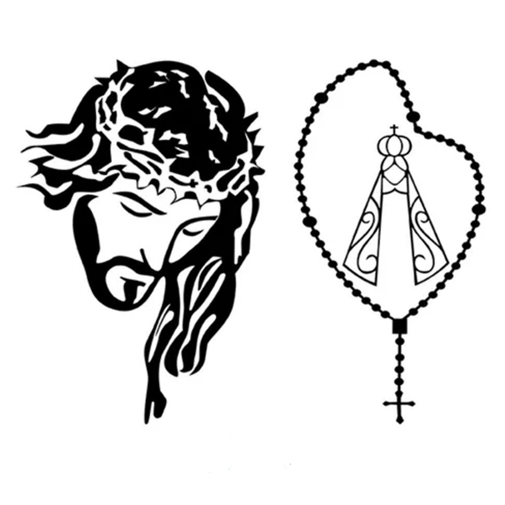 Adesivo Rosto Jesus E Terço Santinha Nossa Senhora para CARRO MOTO E CAMINHÃO em Oferta na Shopee