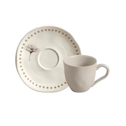 Conjunto com 6 Xícaras de Café com Pires Orgânico Amana 120ml