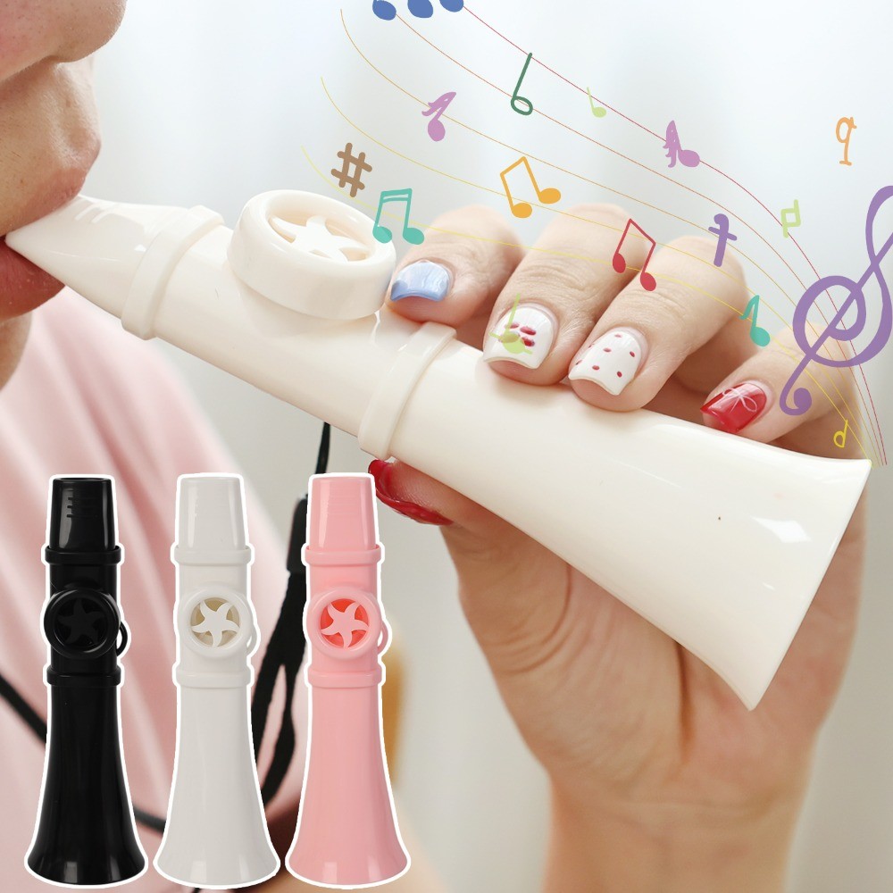 Flauta Kazoo De Plástico Profissional Elegante Simples Com Cordão Portátil Reutilizável Instrumentos Musicais Compactos 