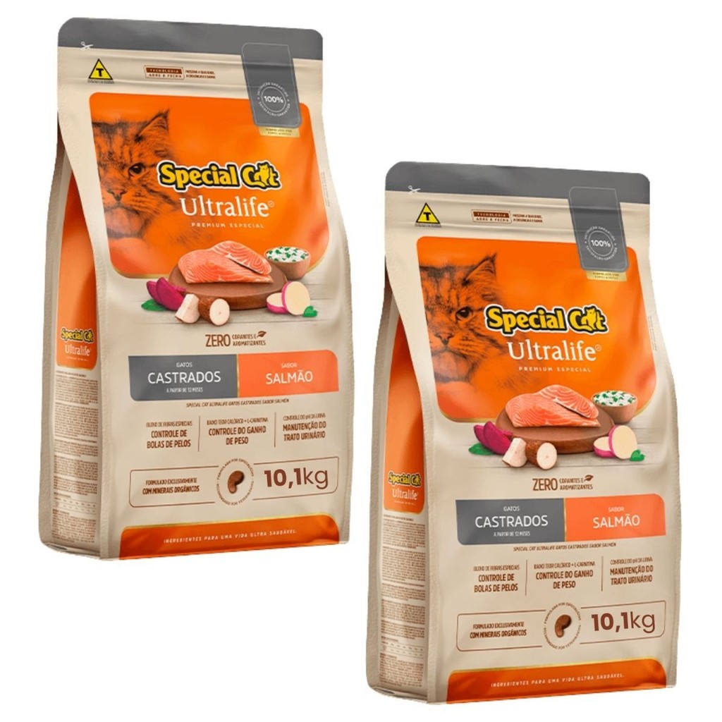 2 Special Cat Ultralife Castrados Salmão - 10,1Kg
