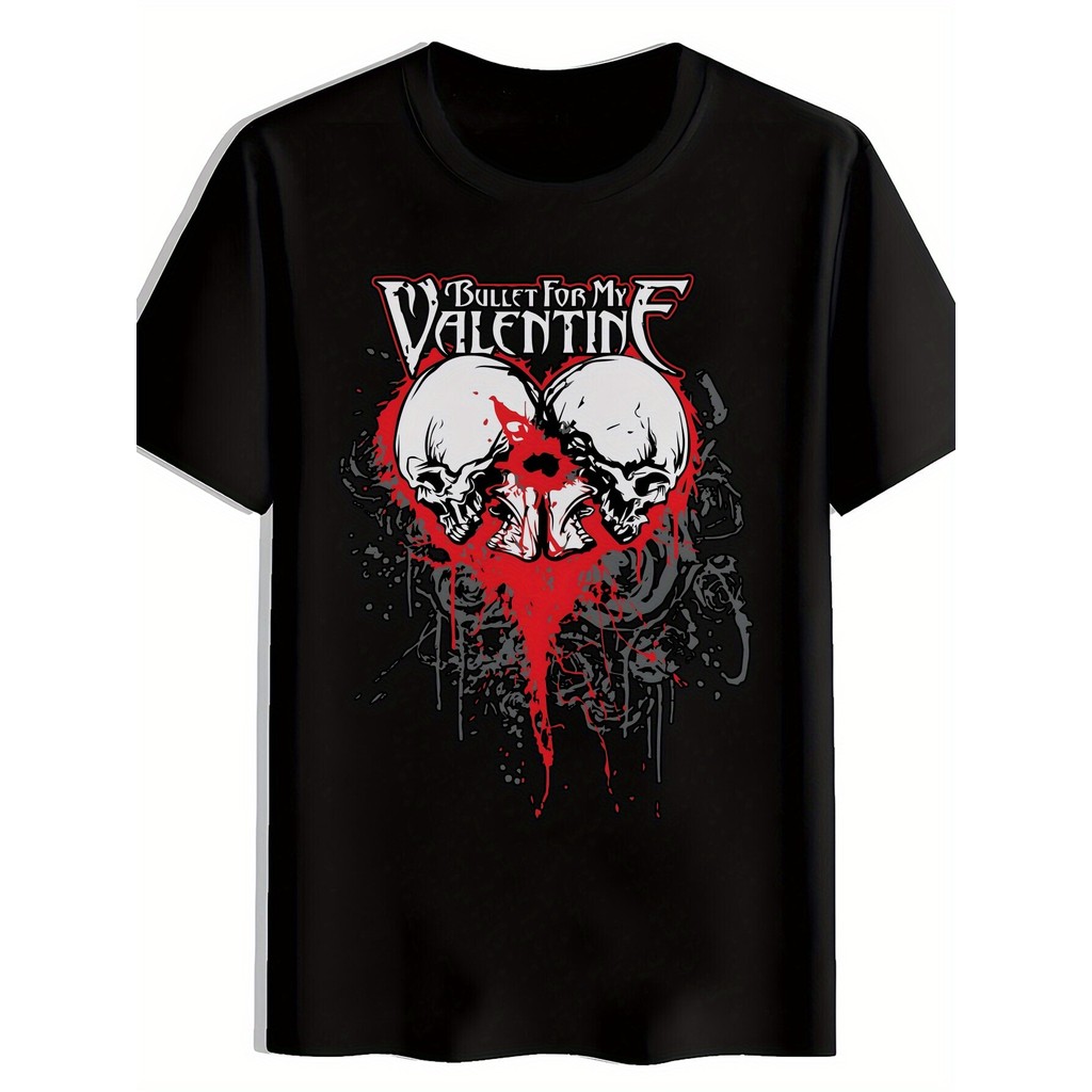 Camiseta Unissex Camiseta Masculina Streetwear Oversized Bullet For My Valentine Preta Unissex 100% Algodão Promoção Env