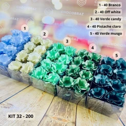 Kit 200 Forminhas de Doces Festa 5 Cores Offwhite + Verdecady + Pistache Cl + Branco + Verde Musgo (CHOCO)