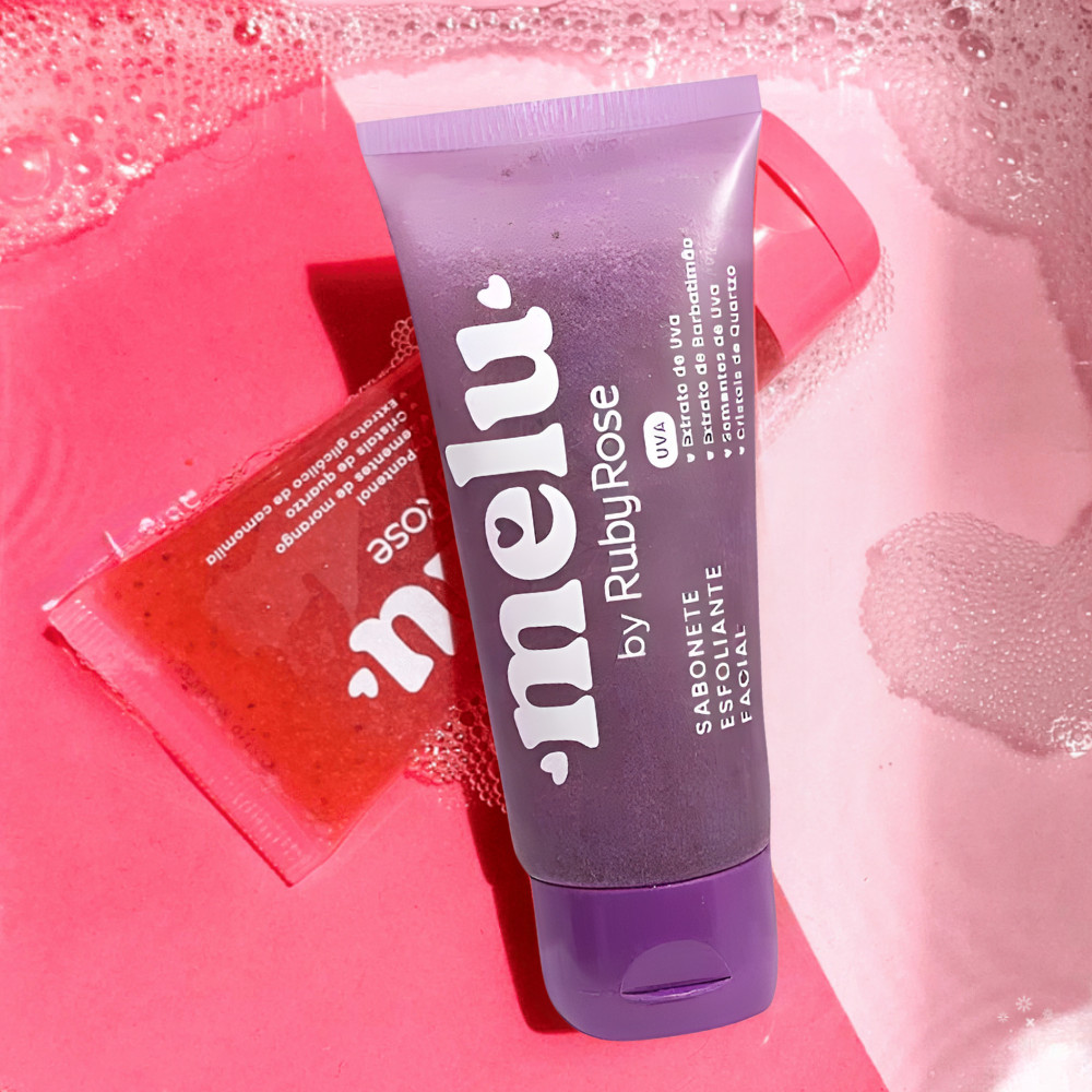 Esfoliante Sabonete Facial Melu Tutti-Frutti Uva 75g Ruby Rose Skincare Vitamina B-Pantenol Camomila Rosto