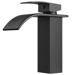 Torneira Banheiro Preta Fosca Cascata Misturador Monocomando Bica Baixa Quente e Fria Luxo Lavabo Cuba