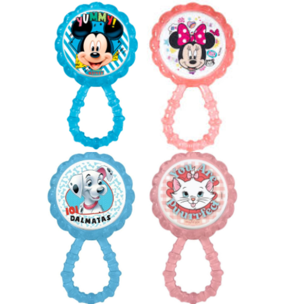 Chocalho Mordedor Disney Baby Estimulação Sensorial Conforto Bebê Personagens Lúdico Seguro Livre de BPA Infantil