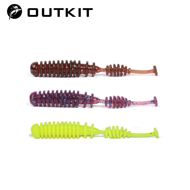 OUTKIT 10pcs 4,2cm Pesca Atrai Iscas Macias De Vermes De Cauda De Alfinete Isca De Polaris Soft Sinking Lure Silicone Fishing Tackle