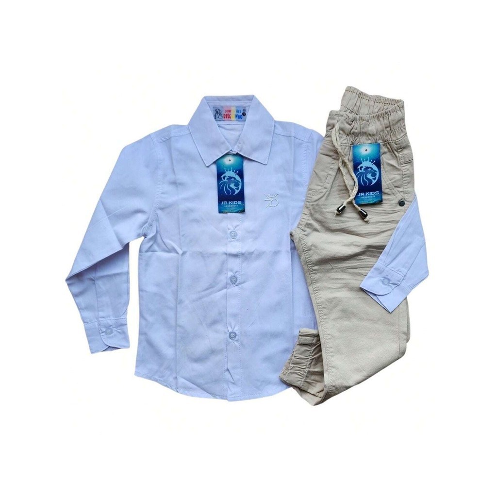 kit camisa social e calça sarja jeans infantil bebe menino 0 a 3 anos.