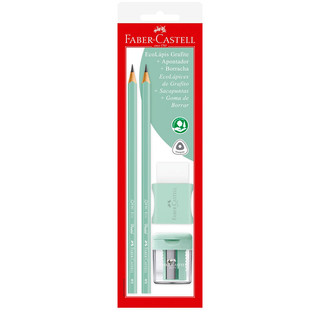 Lápis preto tom pastel Verde SM/1205PASTELAPV com 2 lápis 1 borracha e 1 apontador Faber-Castell em Oferta na Shopee