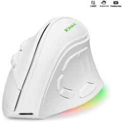 Rato Vertical Ergonômico Sem Fio Bluetooth 2.4G Modos Duplos 4000 DPI 9 Botões RGB Retroiluminados Silencioso Compatível