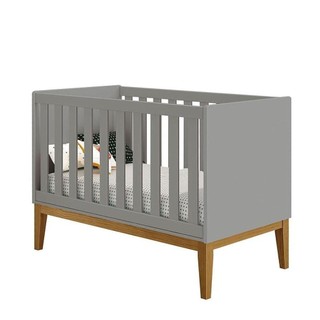 Berço Americano New Classic Cinza Com Pés Madeira - Reller em Oferta na Shopee