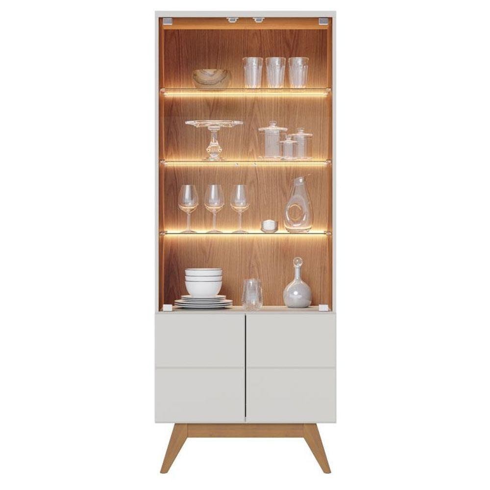 Cristaleira Noronha Off White Matte Freijó- Colibri em Oferta na Shopee