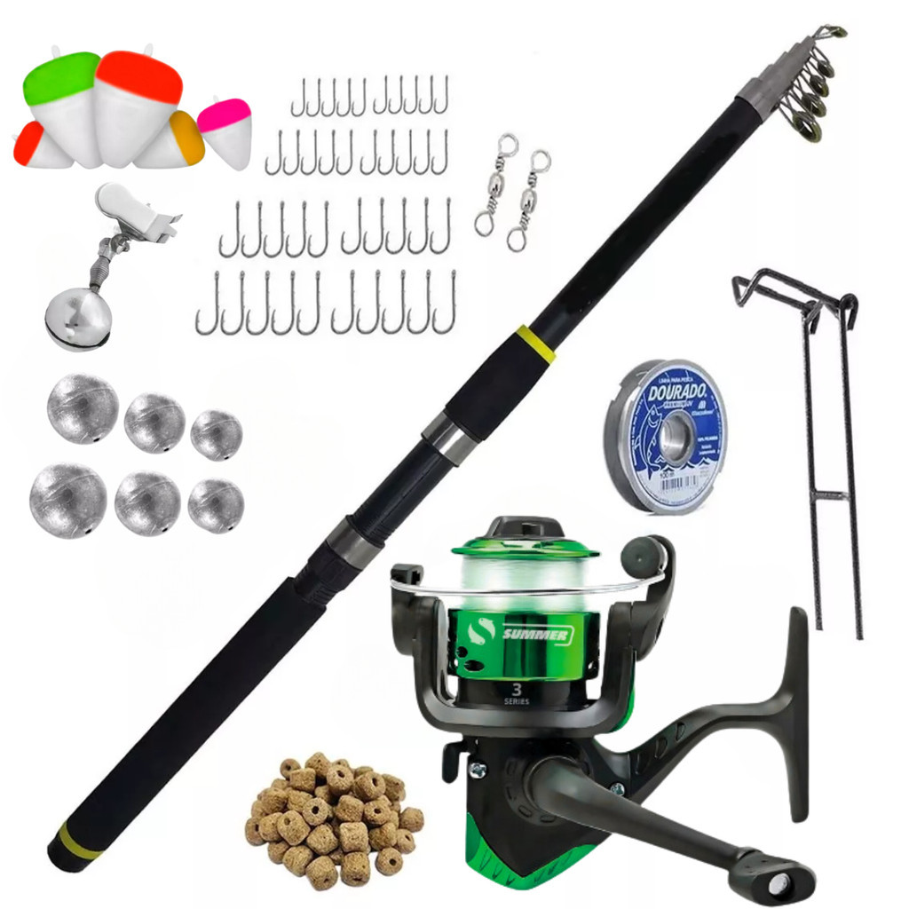 Vara De Pesca Telescopica Completa 3,60m Molinete E Acessóri em Oferta na Shopee