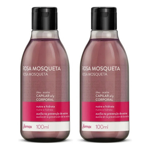 2x Óleo De Rosa Mosqueta Capilar E Corporal Farmax 100ml