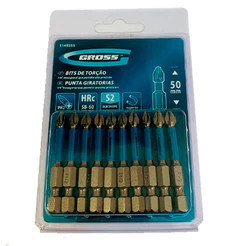 Pacote C/ 10 Pecas Bits Phillips de Torcao 50mm PH2 Curto Gross - 1149355