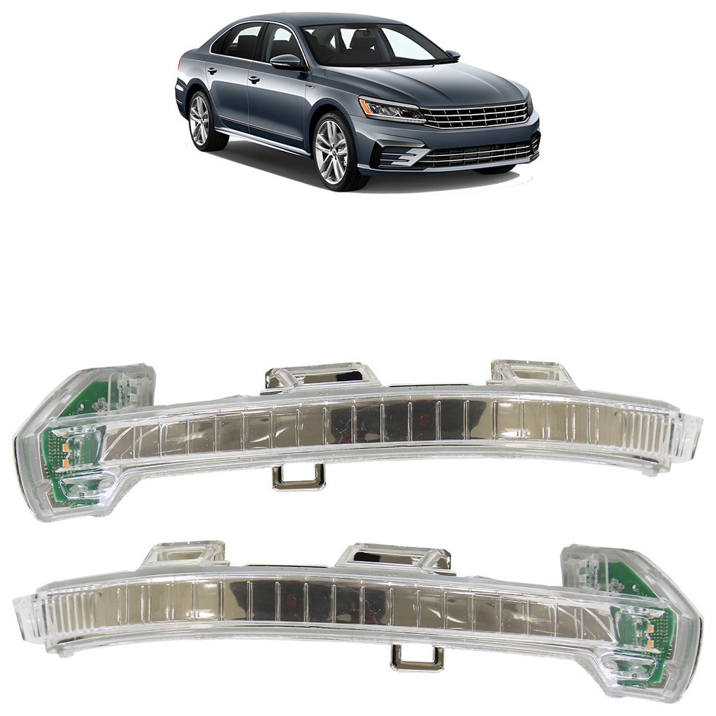 Par Pisca Seta Retrovisor Passat 2016 2017 2018 2019 Cristal Led Lente Estriada em Acrílico
