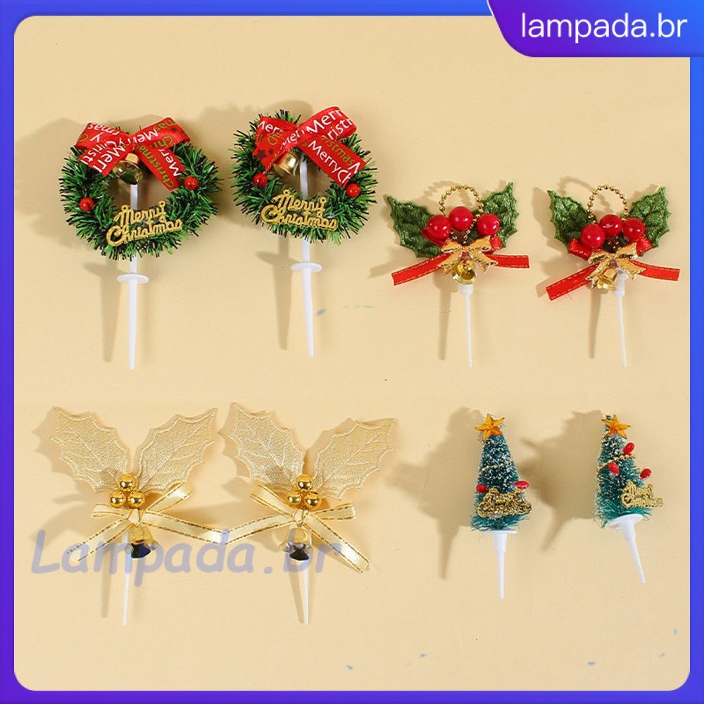 Mini Inserções De Bolo Inserções De Assados De Natal Folhas De Árvore De Natal Guirlanda Bandeiras Decorações De Natal Lampada_br