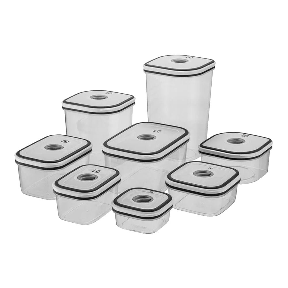 Conjunto de Potes Herméticos Electrolux Quadrado, Cinza, 8 Peças - Home & Living