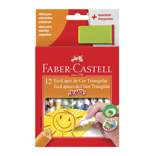 Lápis de cor 12 cores Jumbo triangular 123012AP  Faber-Castell em Oferta na Shopee