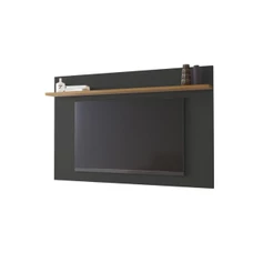 Painel Home Suspenso para Sala TV Até 60" 1 Prateleira Sala de Estar Preto e Marrom Madeira