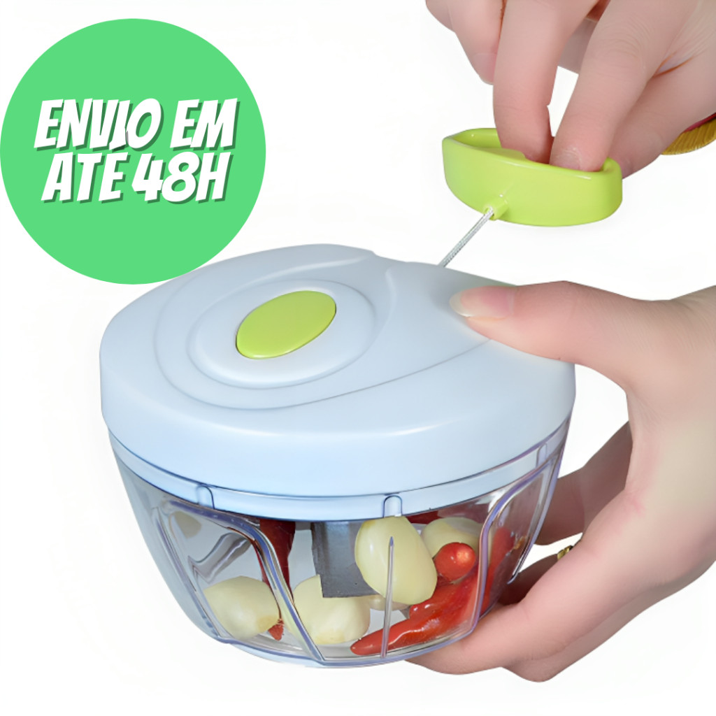 Processador de Alimentos Alho Manual 3 e 2 Lâminas Inox Processador Triturador de Alimentos