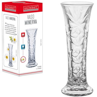 Vaso De Vidro para flores Minerva Transparente Decorado Pequeno