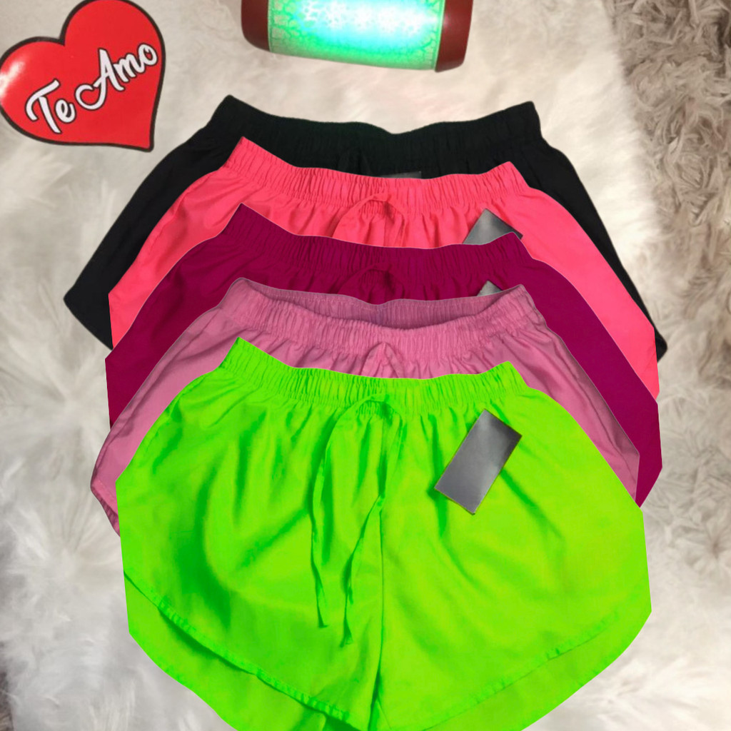 KIT 5 Short  Tactel Feminino Casual Saida De Praia Corrida Boxer Shorts Academia Shortinho  Caminhada P Ao EXG em Oferta na Shopee