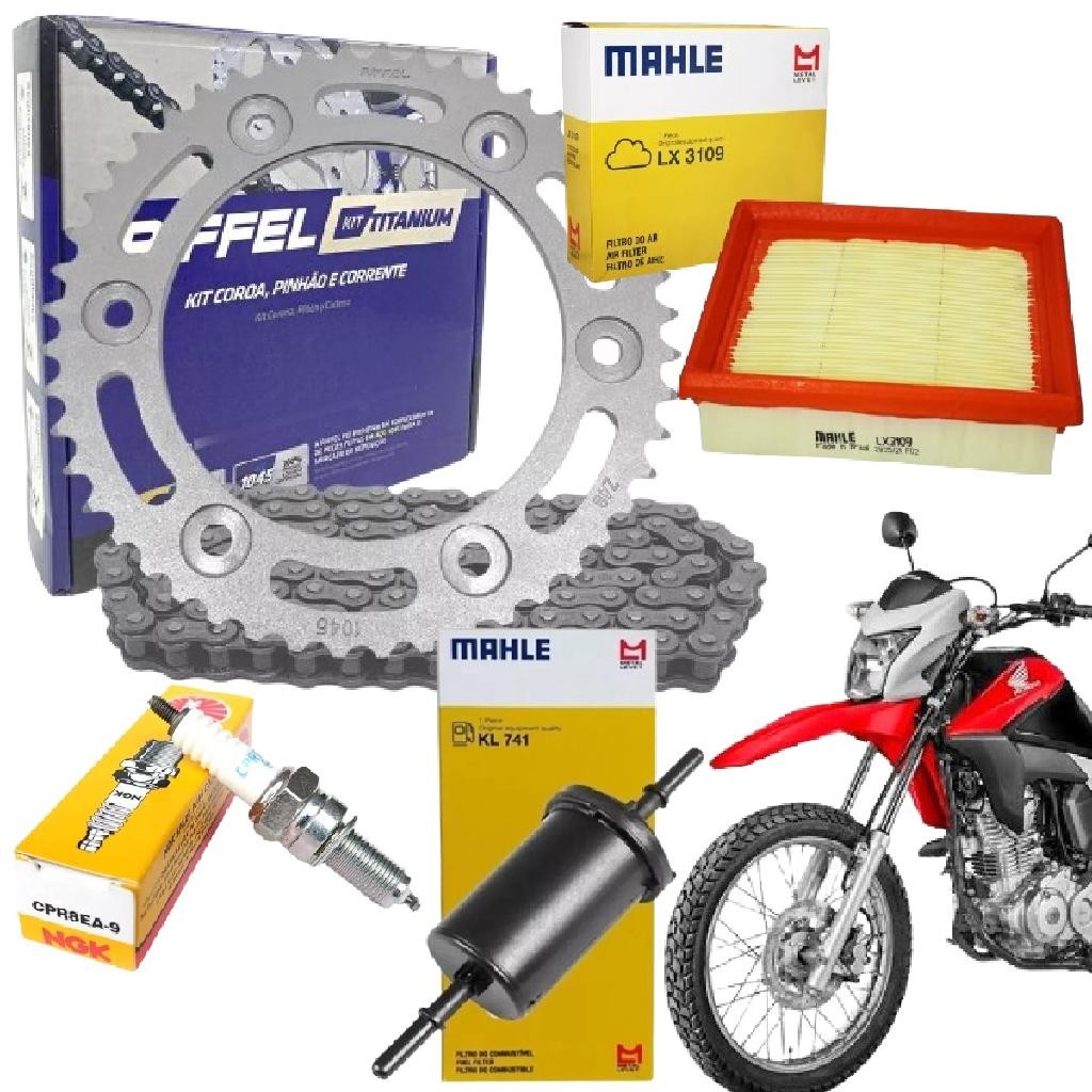 Kit Revisão Bros 160 - Relação Riffel - Vela Ngk - Filtros