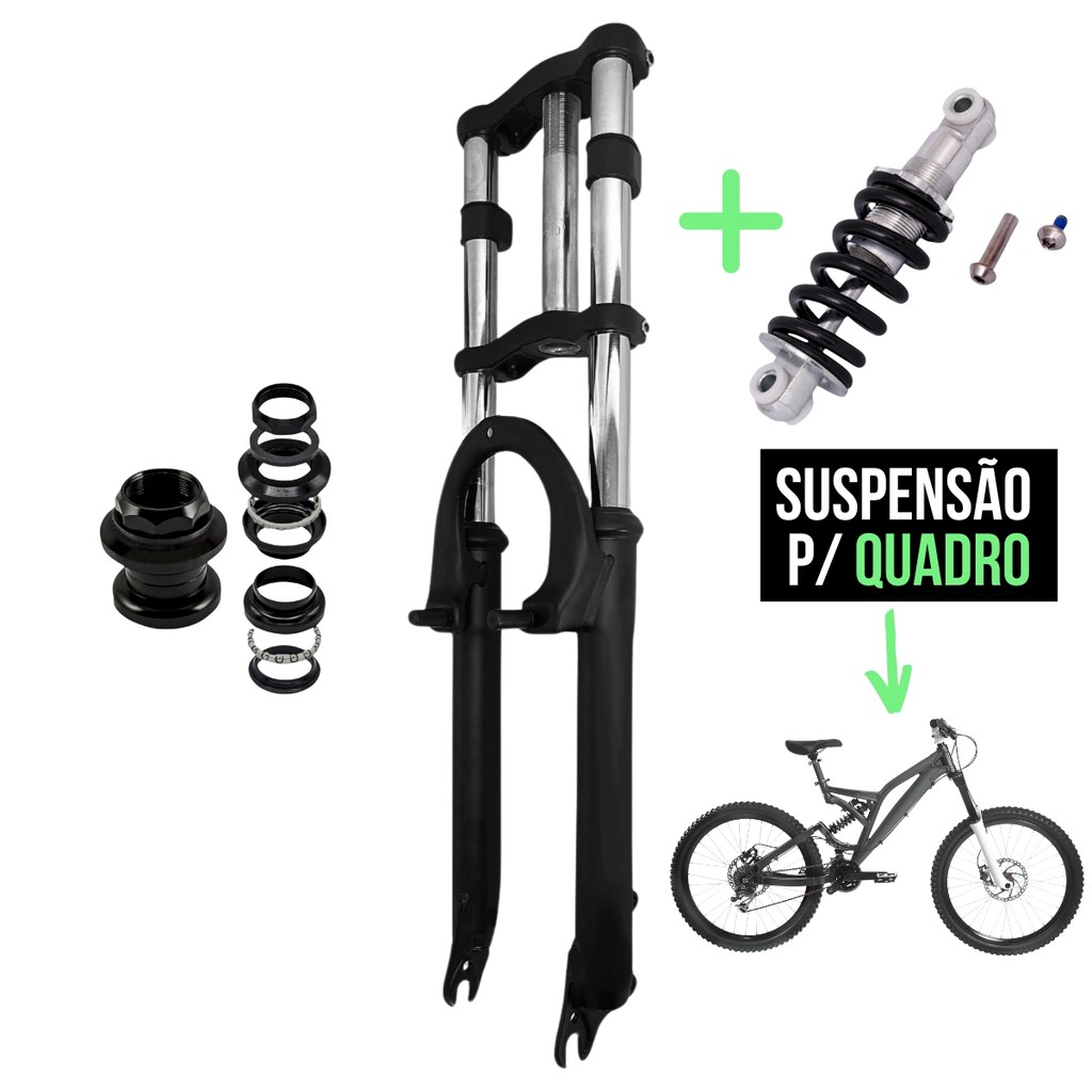 Garfo Suspensão Aro 26 Bike Standard 2 Andar + Amortecedor Traseiro