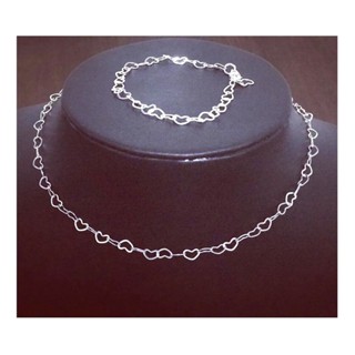 Kit Corrente Pulseira Coração Prata 925 Legítima - Colar  45 cm em Oferta na Shopee