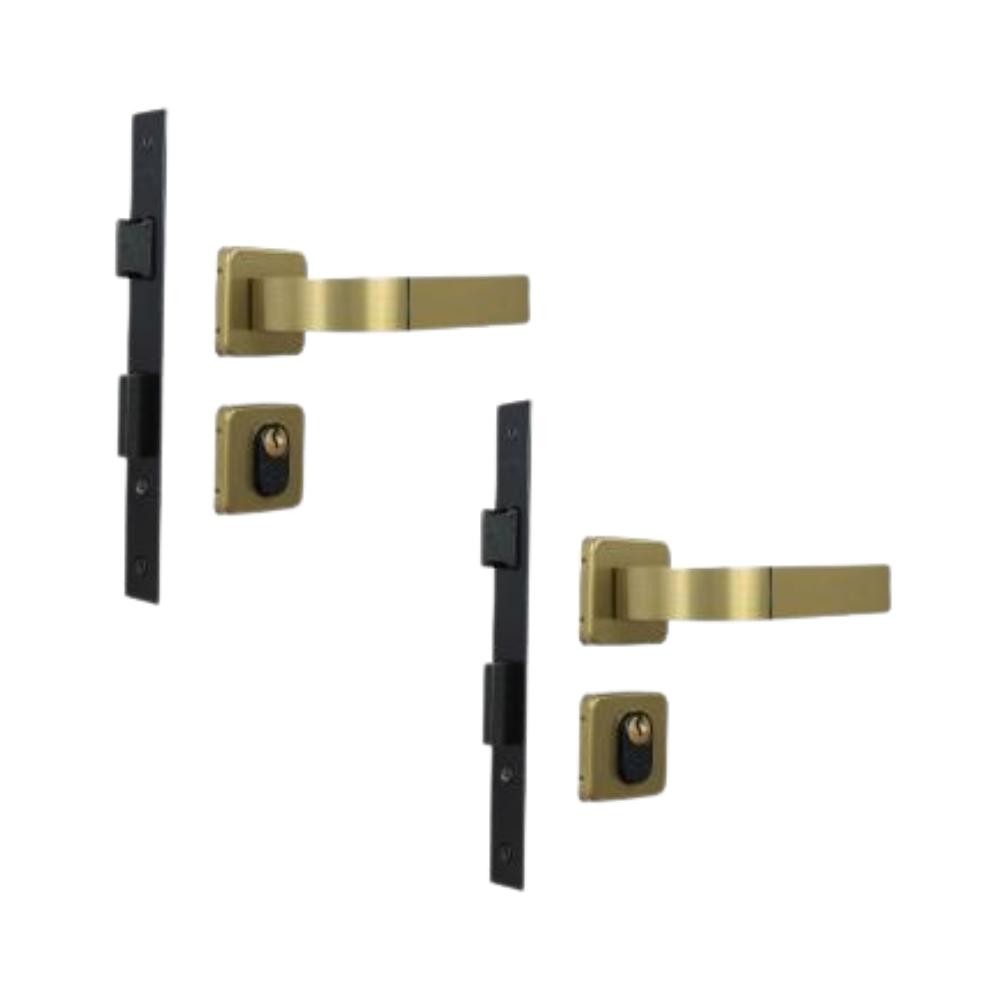 Kit 2 Fechaduras Roseta Módena Bronze Latonado Externa MGM - Home & Living