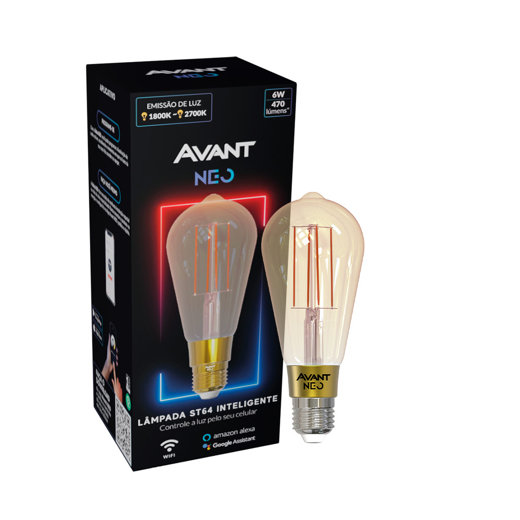 Lampada Led ST64 Smart Wi-fi 6w 1800K-2700K E27 Avant Neo - Home & Living