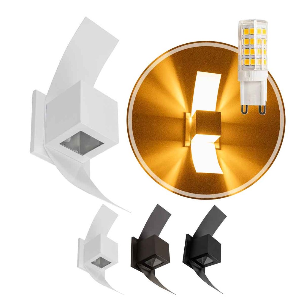 3x Arandela Box Aba Efeito 2 Foco Alumínio + LED G9 5w St890