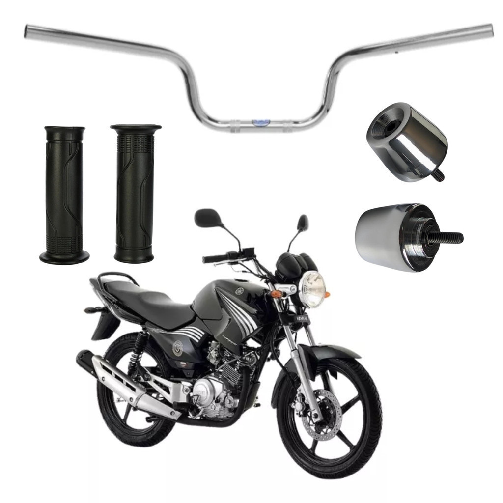Guidão Ybr Com Pesinho Pcx e Par de Manoplas 125 2001 ate 2015 Factor Yamaha Peso Moto Acessório