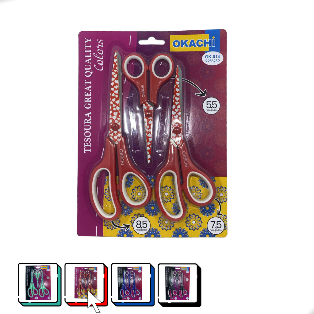 Kit 3 Tesouras Profissionais Corte Costura Tianium Artesanato Okachi em Oferta na Shopee