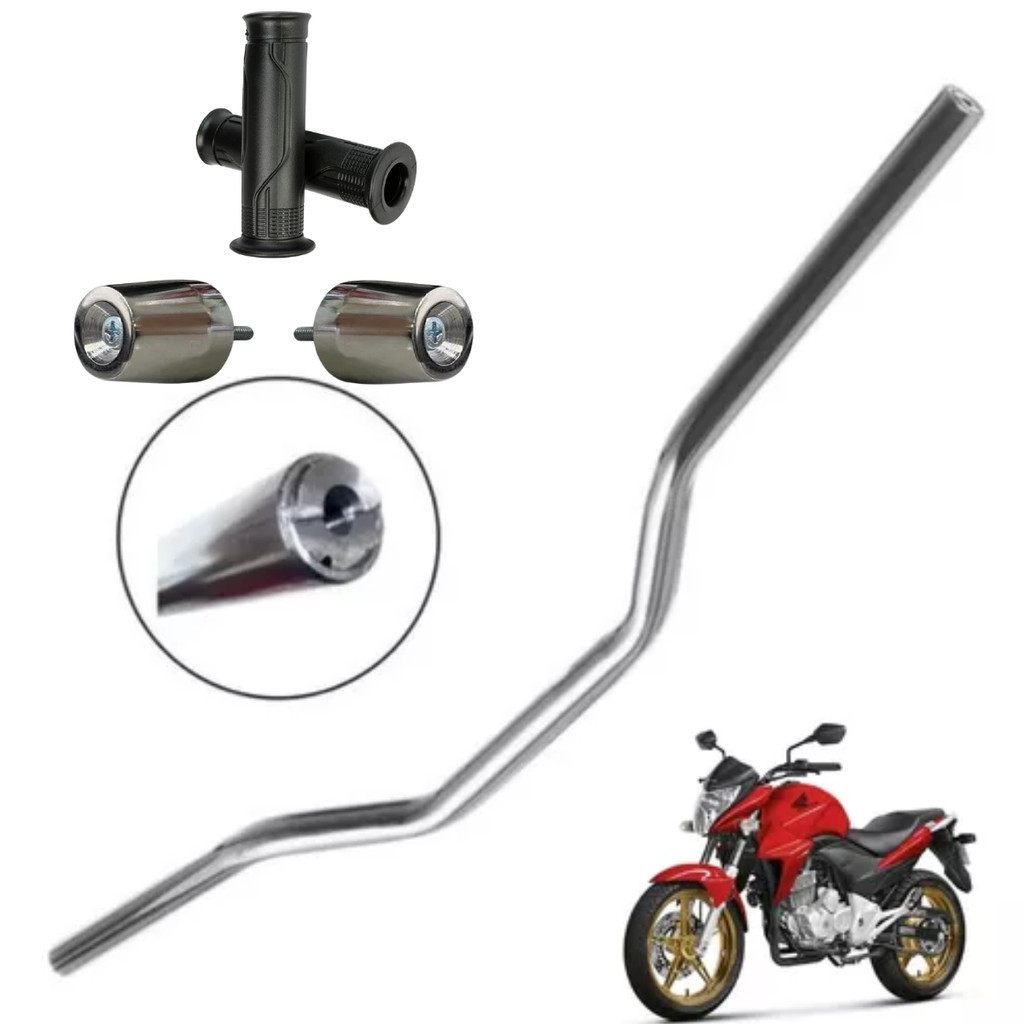 Kit Guidão C/ Pesinho e Manoplas Honda Cb Twister 2009 a 2015 / Cb 300 2004 a 2008 Cromado Moto