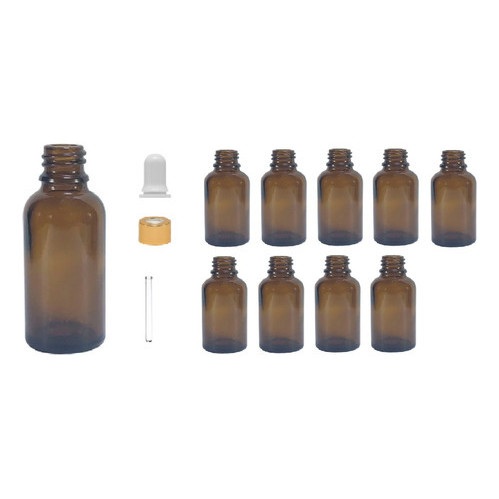 Kit C/ 10 Frasco Com Conta Gotas 10ml Tampa Dourada