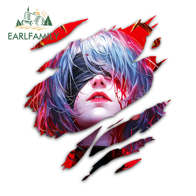 EARLFAMILY 13cm Nier Automato 2B Anime Lágrima Adesivos De Carro Campervan Janelas Tronco Decalque Vinil À Prova Dwaterproof Água Protetor Solar Personalidade Motocicleta Graffiti
