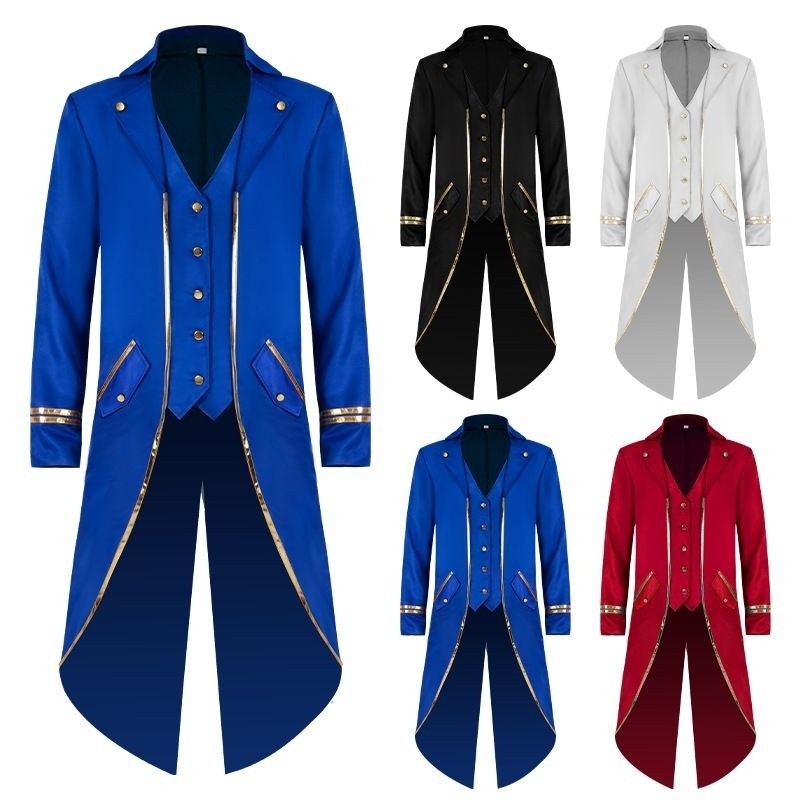 Steampunk Longo Retro Tailcoat Smoking Medieval Príncipe Vitoriano Gótico Roupas De Halloween Para Crianças Adultas RW2J