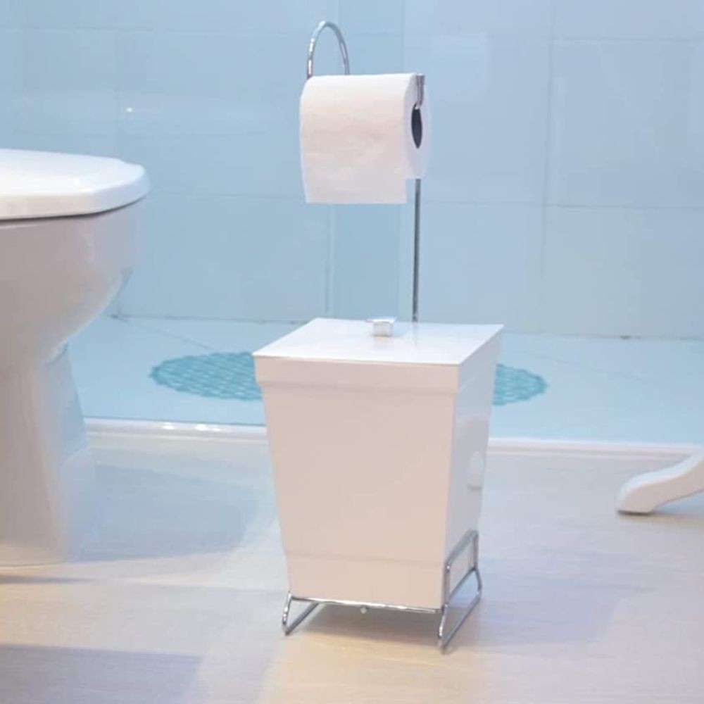 Lixeira Branca 6,5L com Tampa e Suporte para Papel Higiênico · foto 2