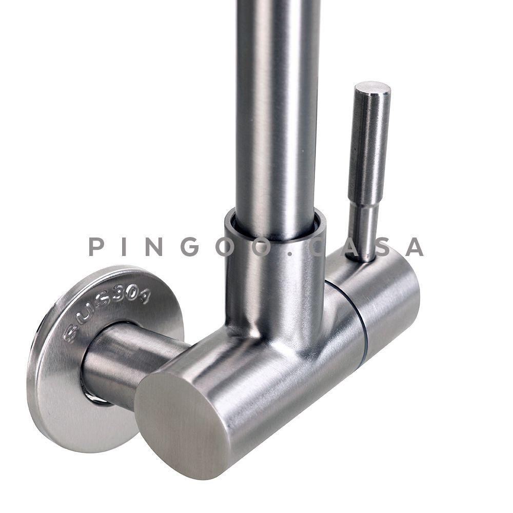Detalhes do Torneira Para Cozinha De Parede Em Aço Inox 304 Paraguaçu Pingoo - Prata Escovado