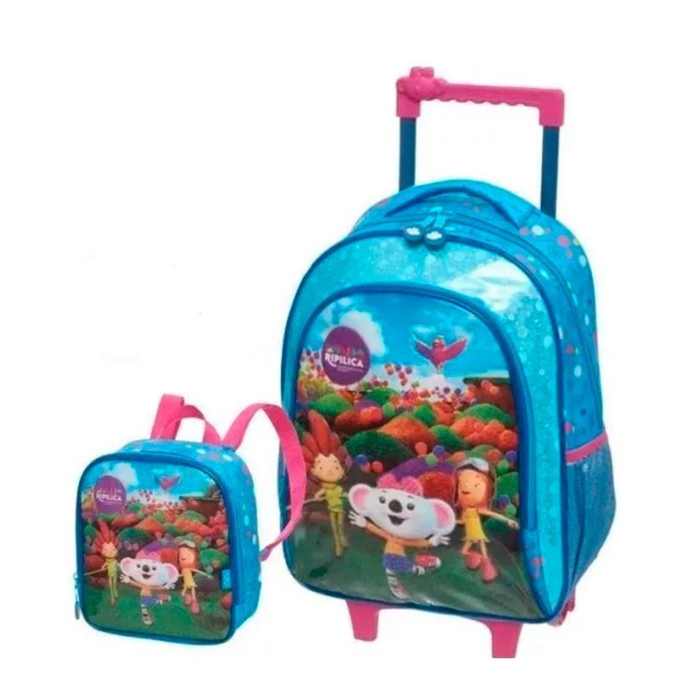 KIT MOCHILA RODINHA LANCHEIRA D LILICA MUNDO CEU