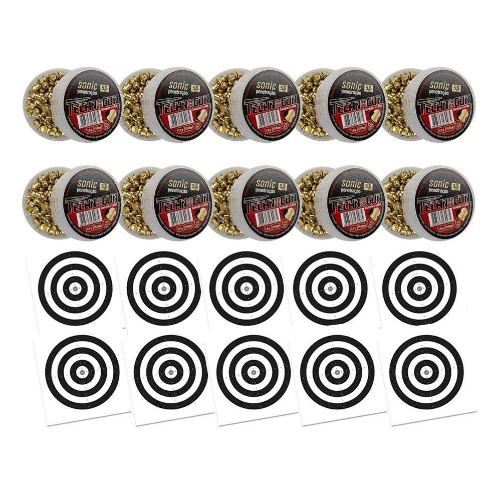 Kit 10 Chumbinho Sonic GoldLatonado 5,5mm 125 Unid+100 Alvos em Oferta na Shopee